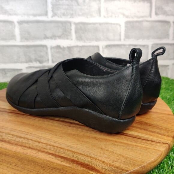 Naot Apera Soft Black Leather Women’s Size 7/EU 38 Slip On Elastic Strap Loafers - Picture 4 of 12